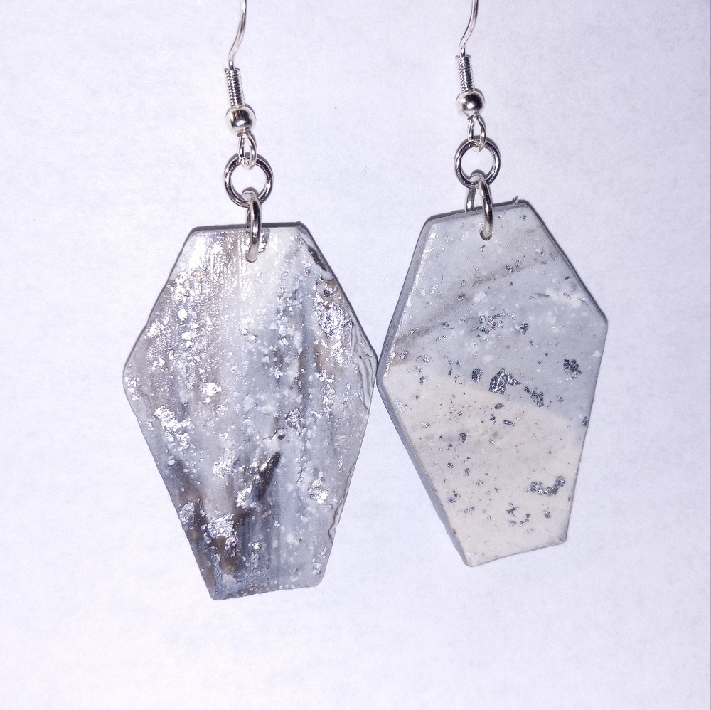 White marble coffin earrings